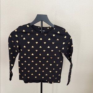 Old Navy Black Tee with Gold Hearts